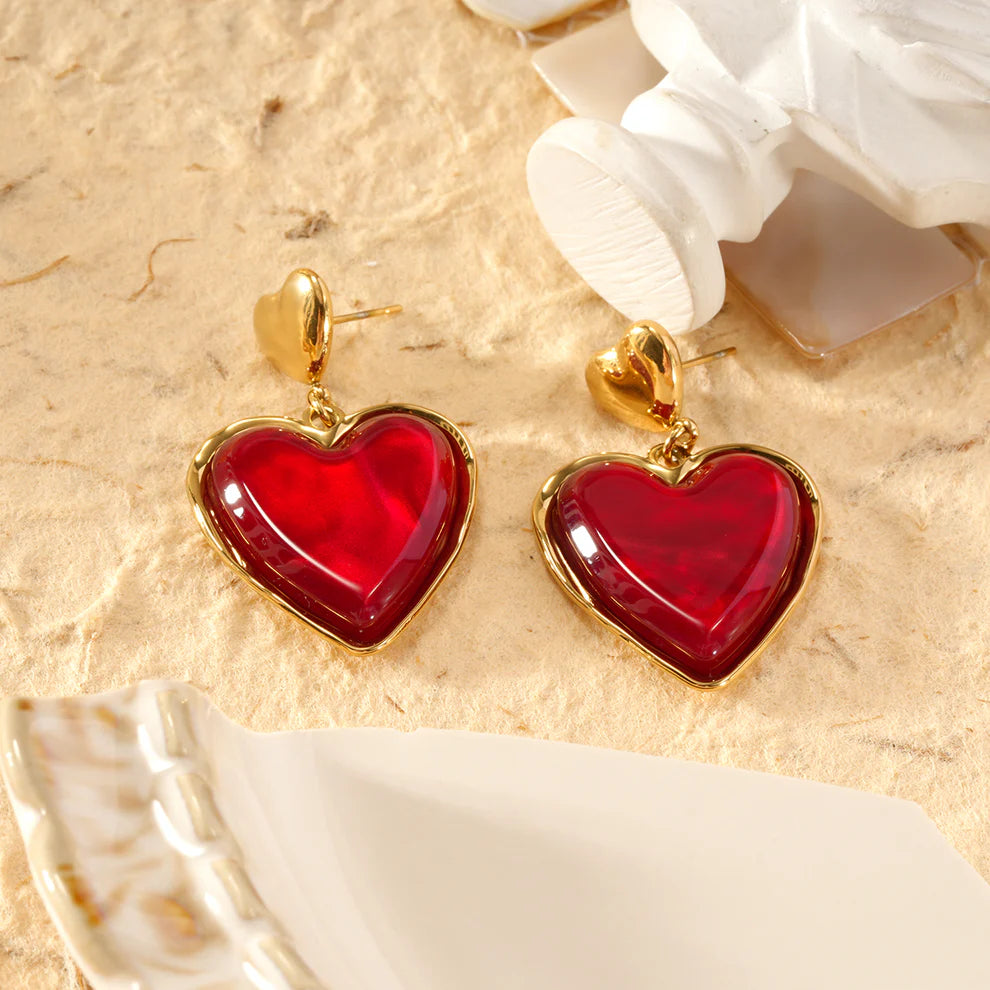 Boucles d'oreilles Cœurs Rouge