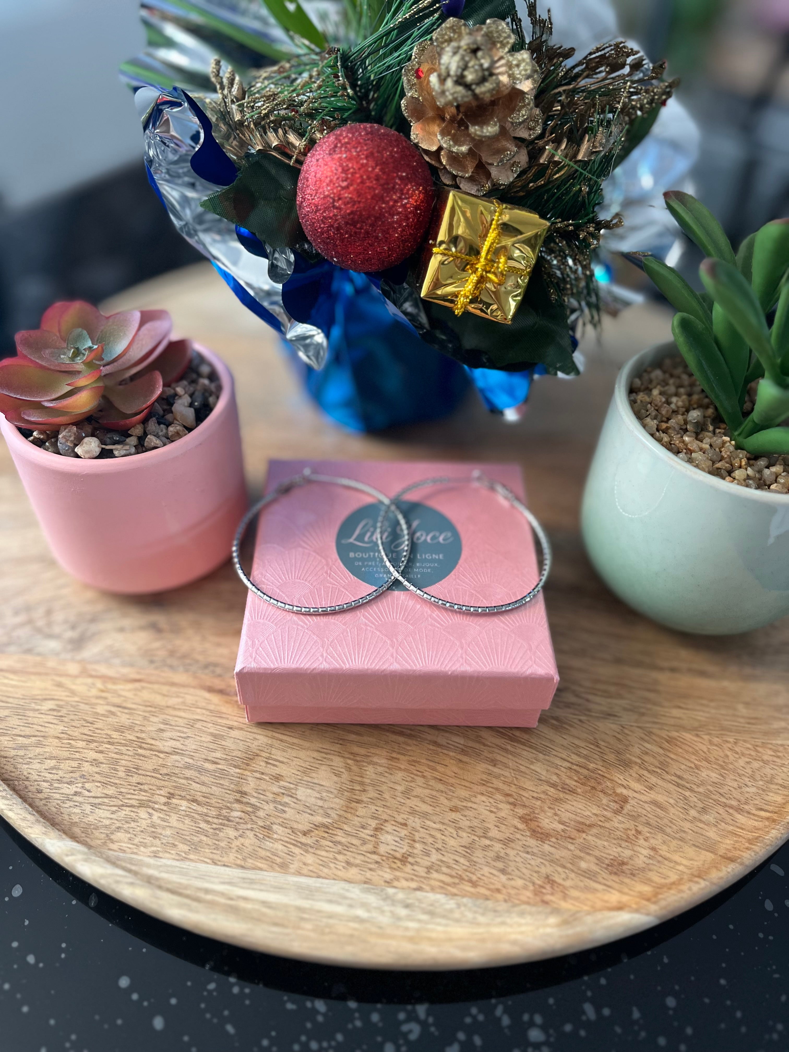 Boucles d'Oreilles Argentées Grande Créoles Fines