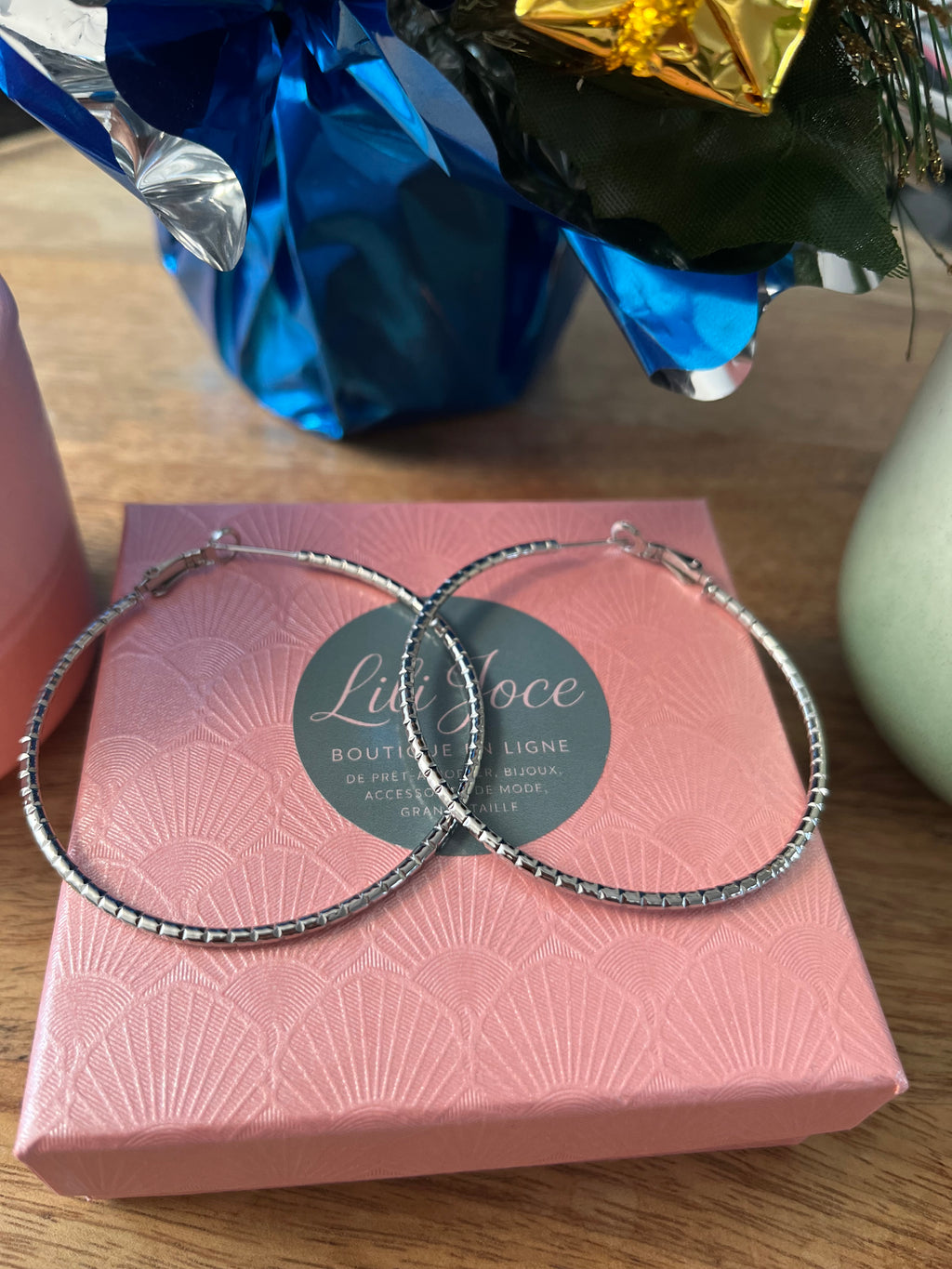 Boucles d'Oreilles Argentées Grande Créoles Fines