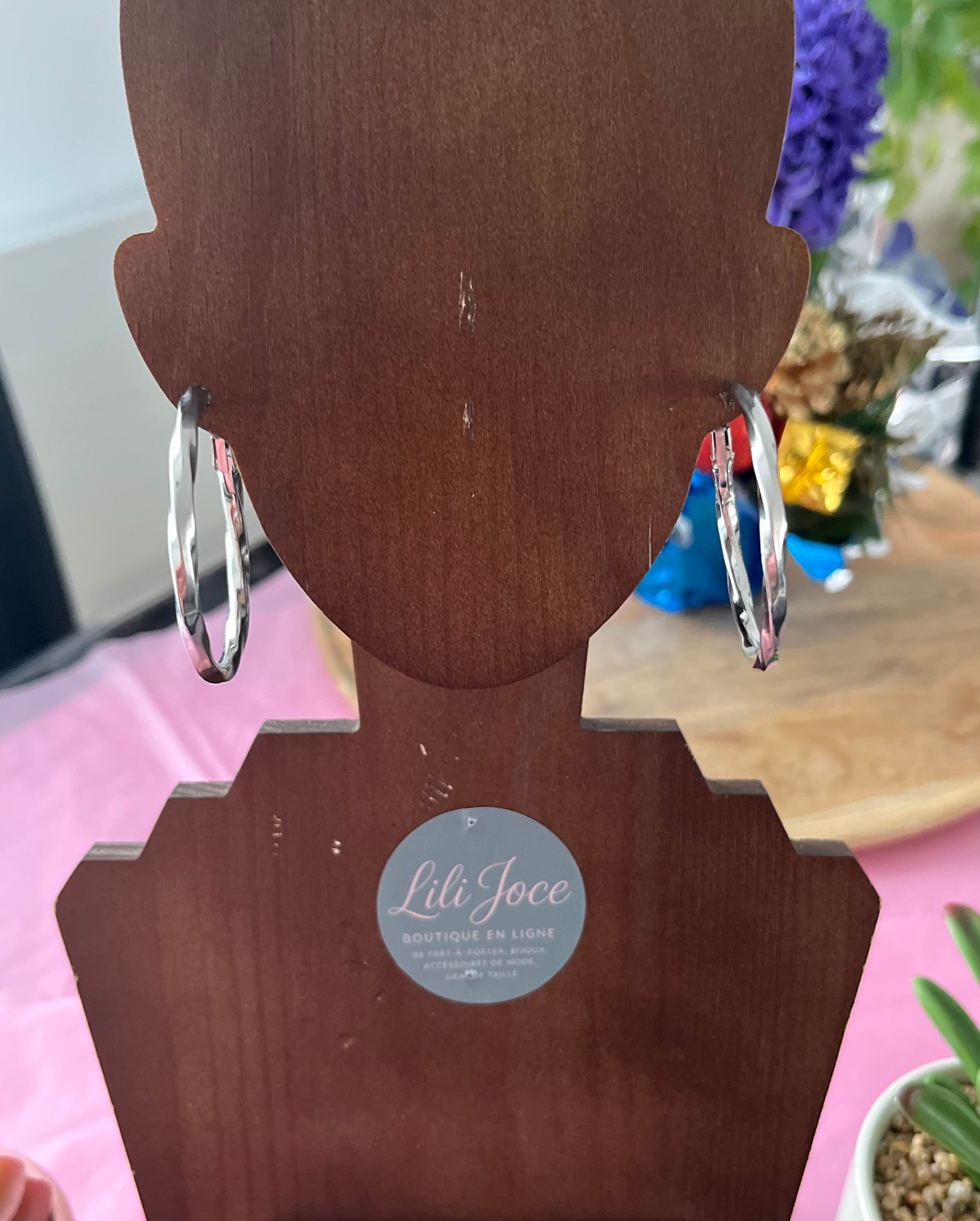 Boucles d'Oreilles Argentées Créoles Torsadées Epaisses Brillantes