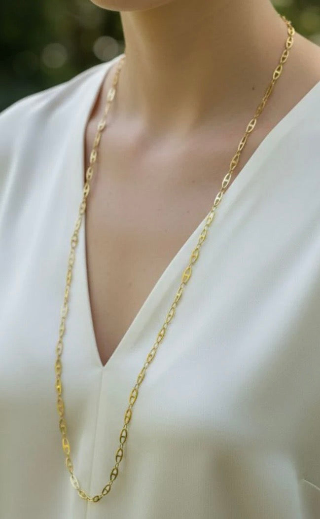 Collier sautoir maille marine 80 cm.