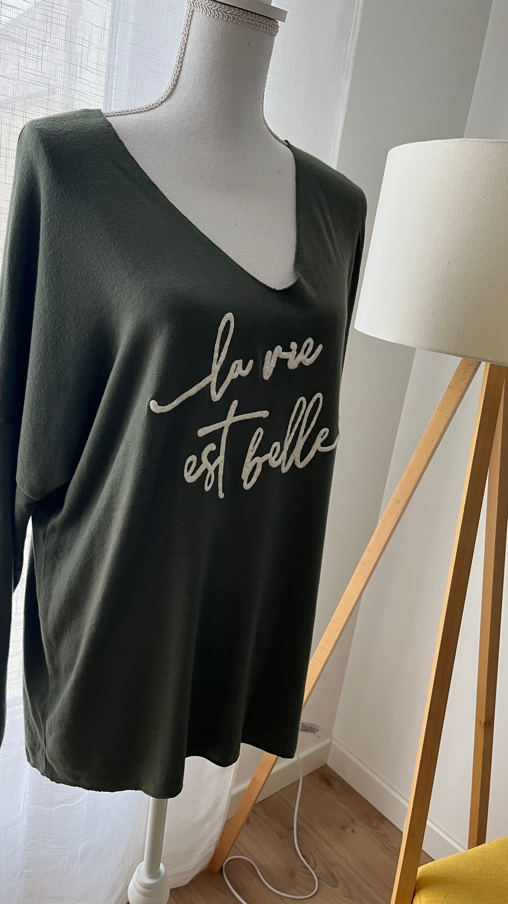 Pull Col V "La vie est belle"