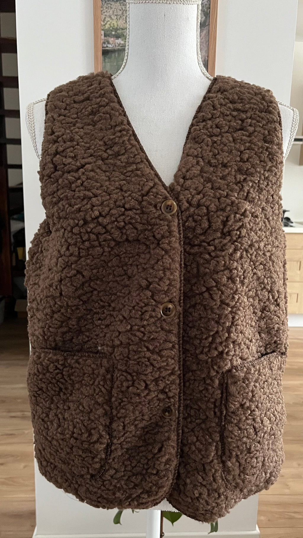Gilet effet mouton sans manches à poches 36/42