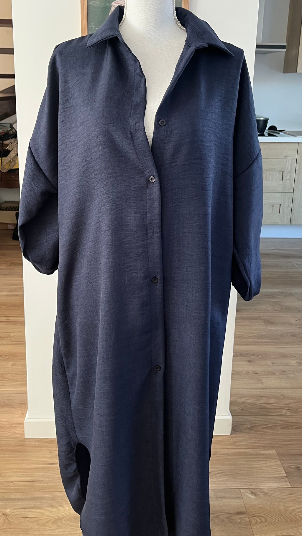 Robe Chemise Longue Bleu Marine