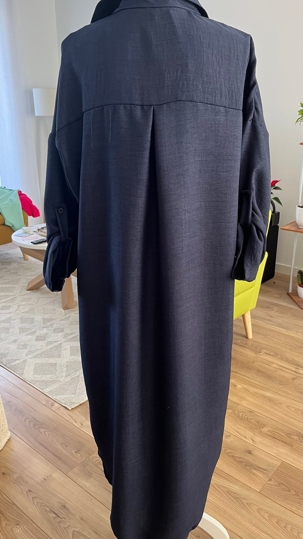 Robe Chemise Longue Bleu Marine