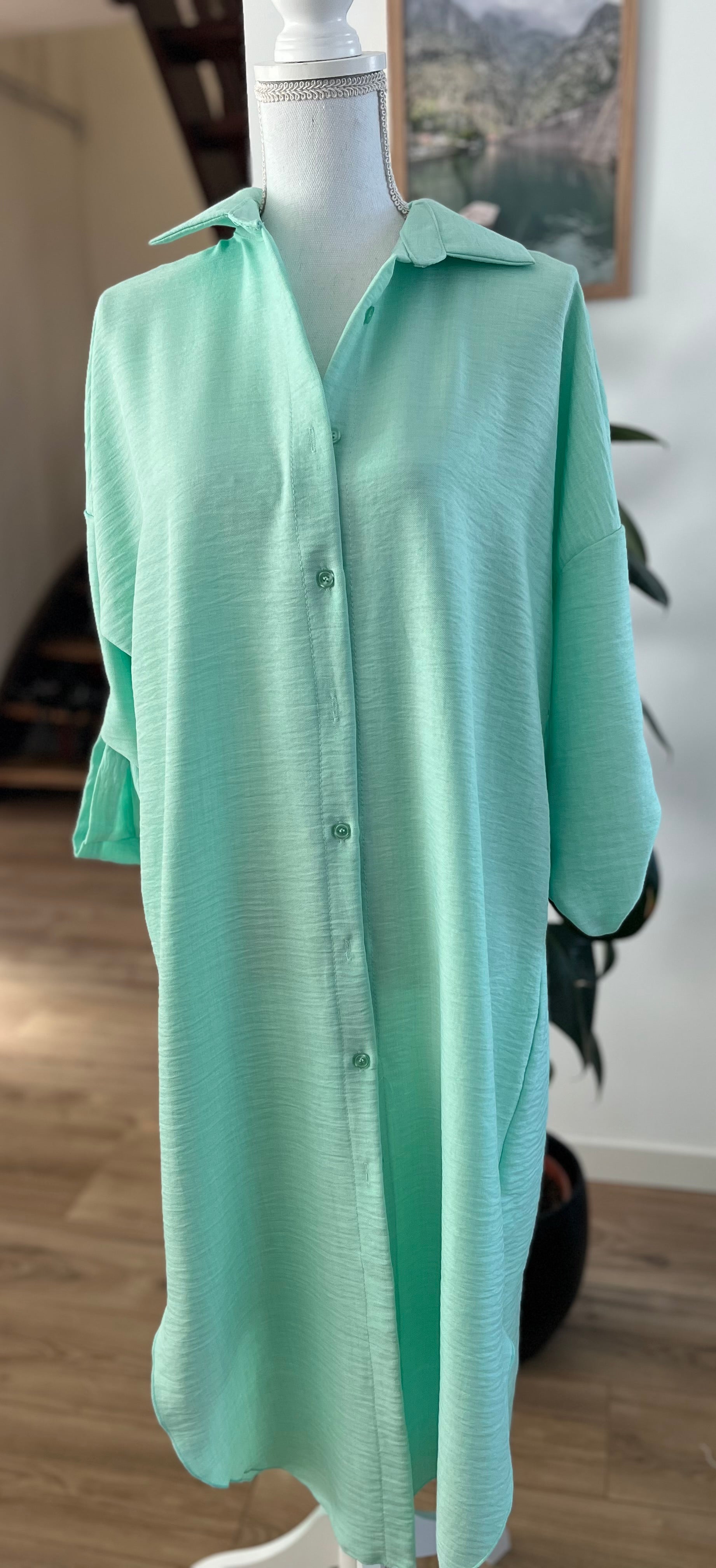 Robe Chemise Longue Vert d'eau..