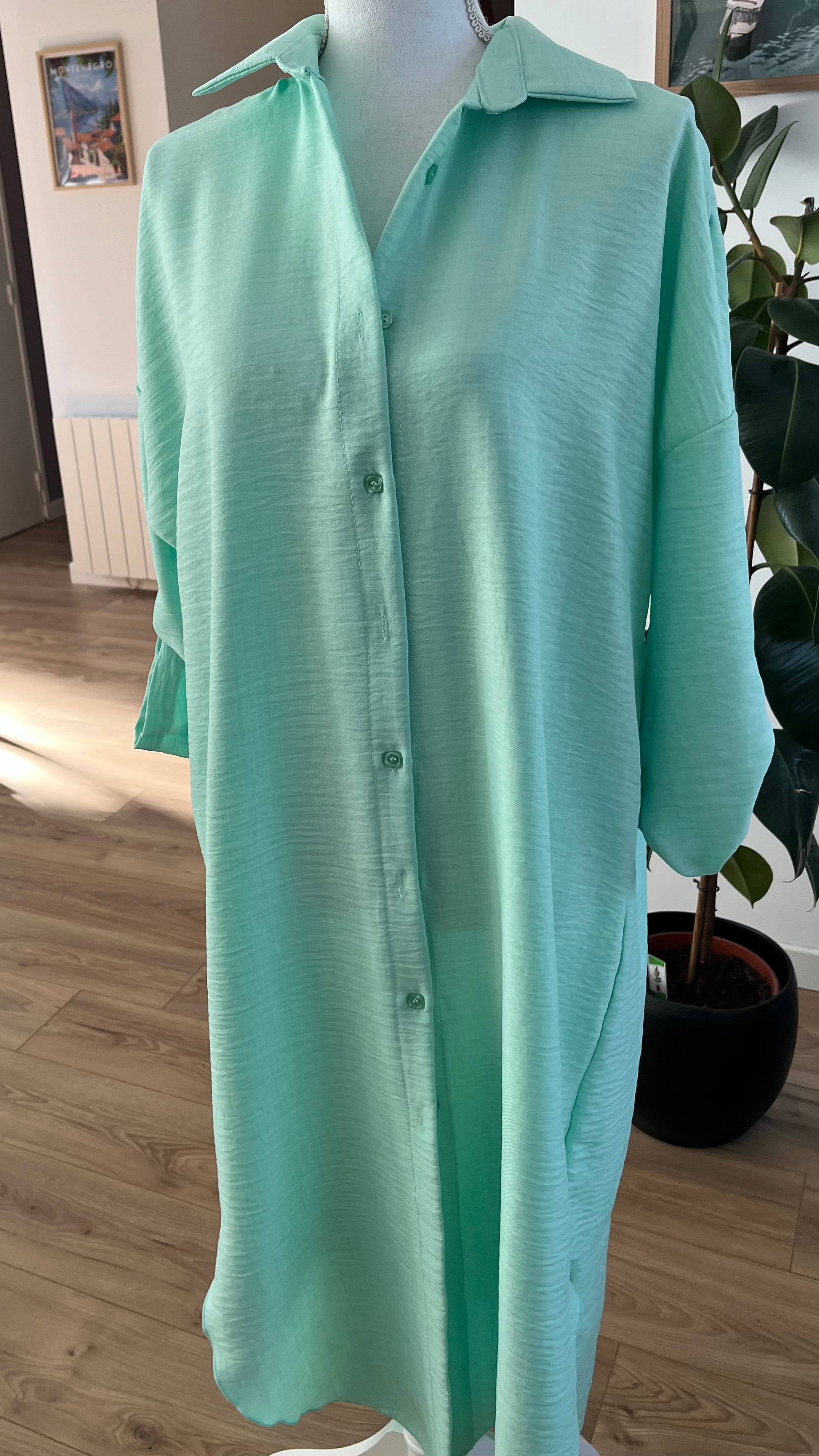 Robe Chemise Longue Vert d'eau..