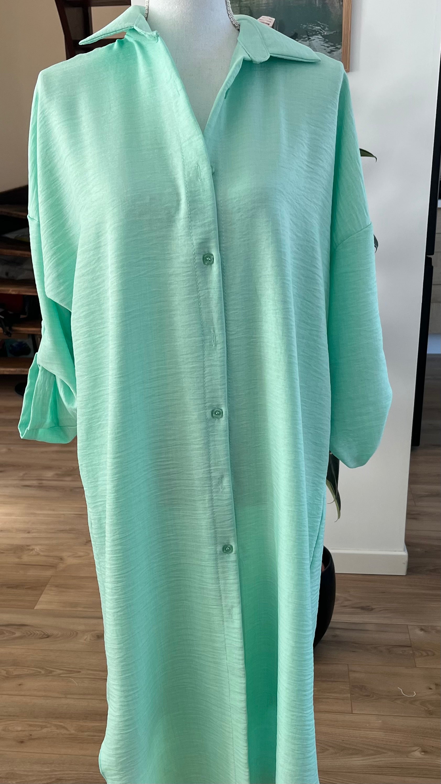 Robe Chemise Longue Vert d'eau..