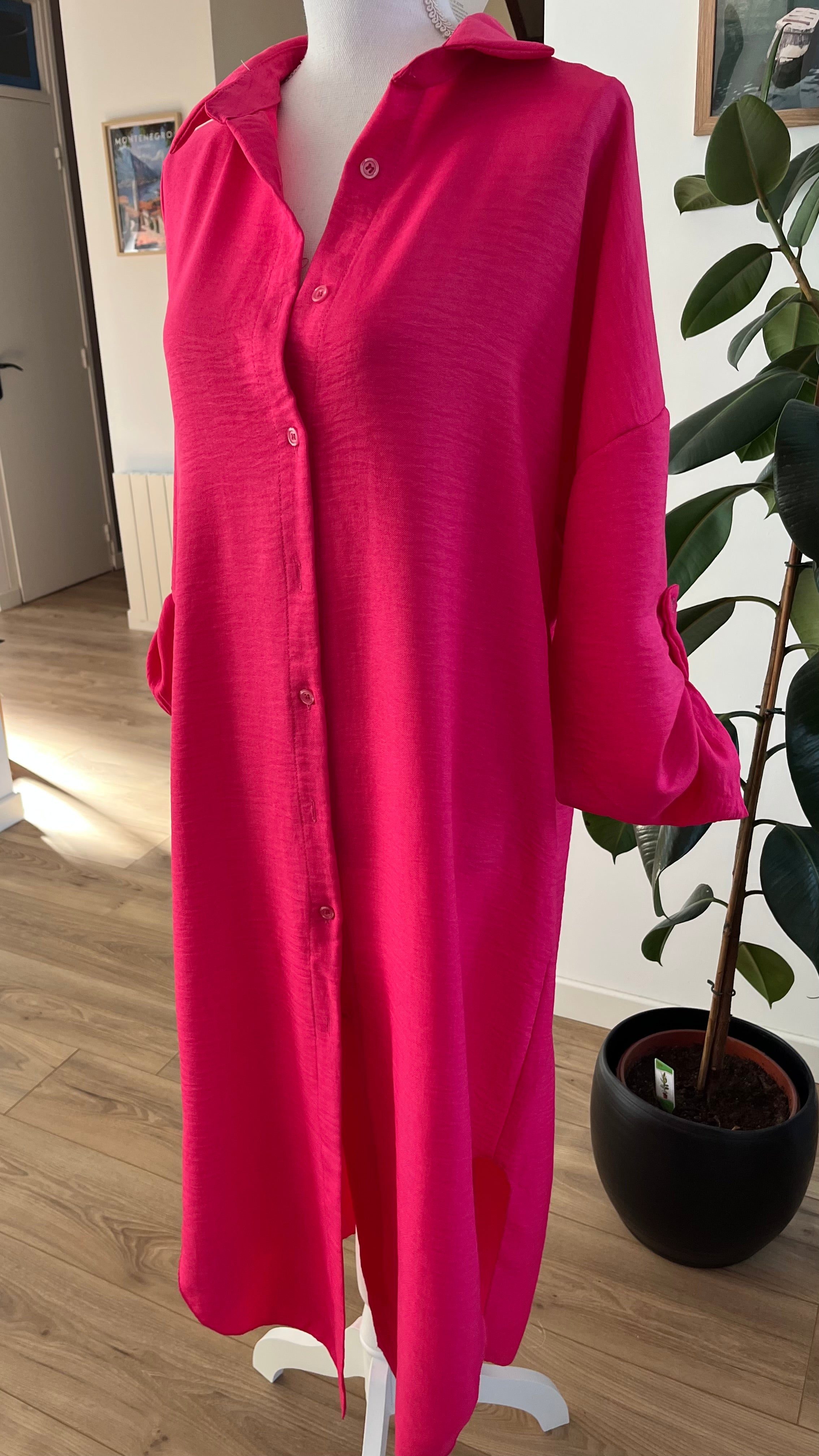 Robe Chemise Longue Rose..