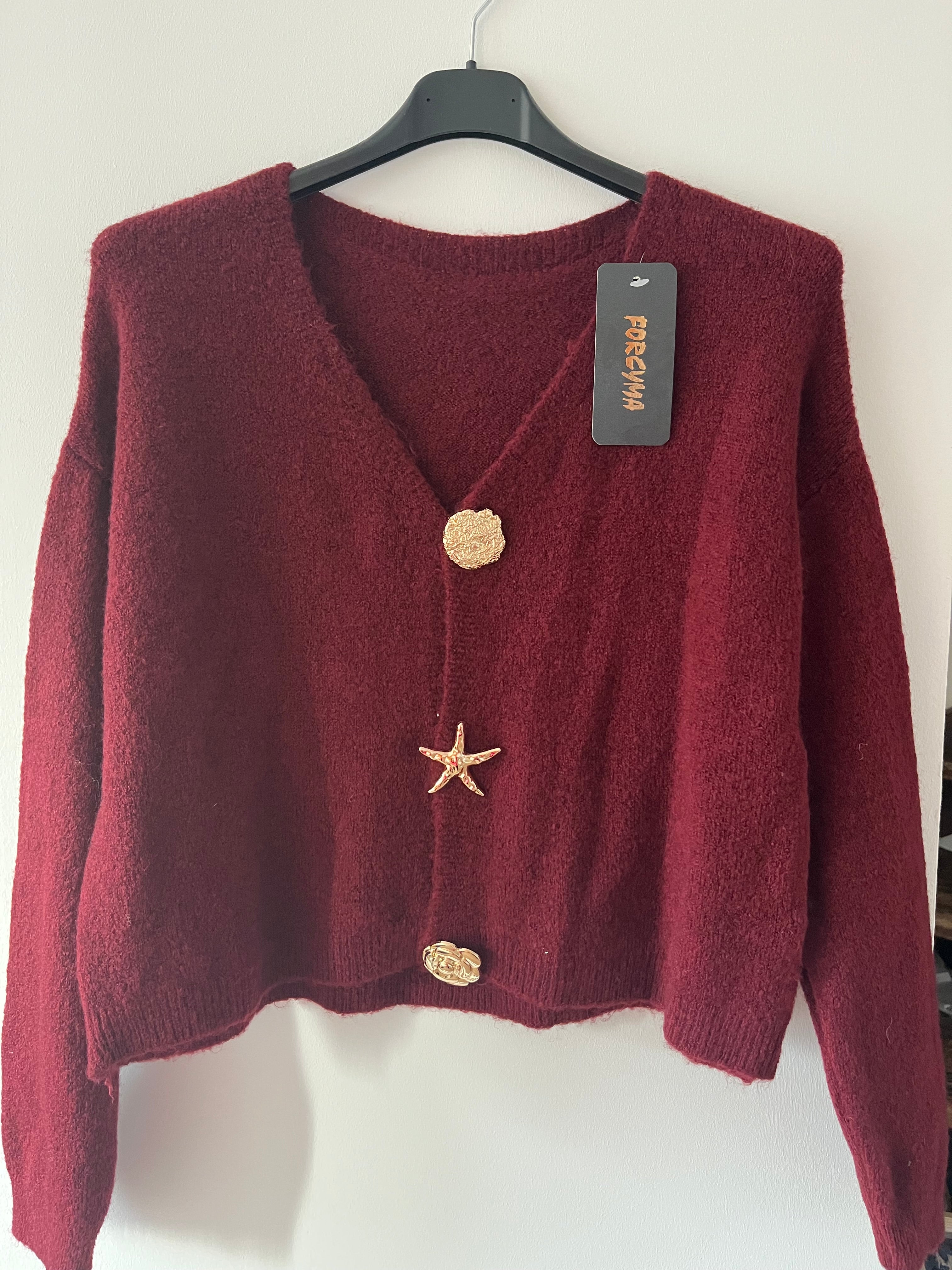 Gilet Court Alpaga à broches dorés Taille Unique