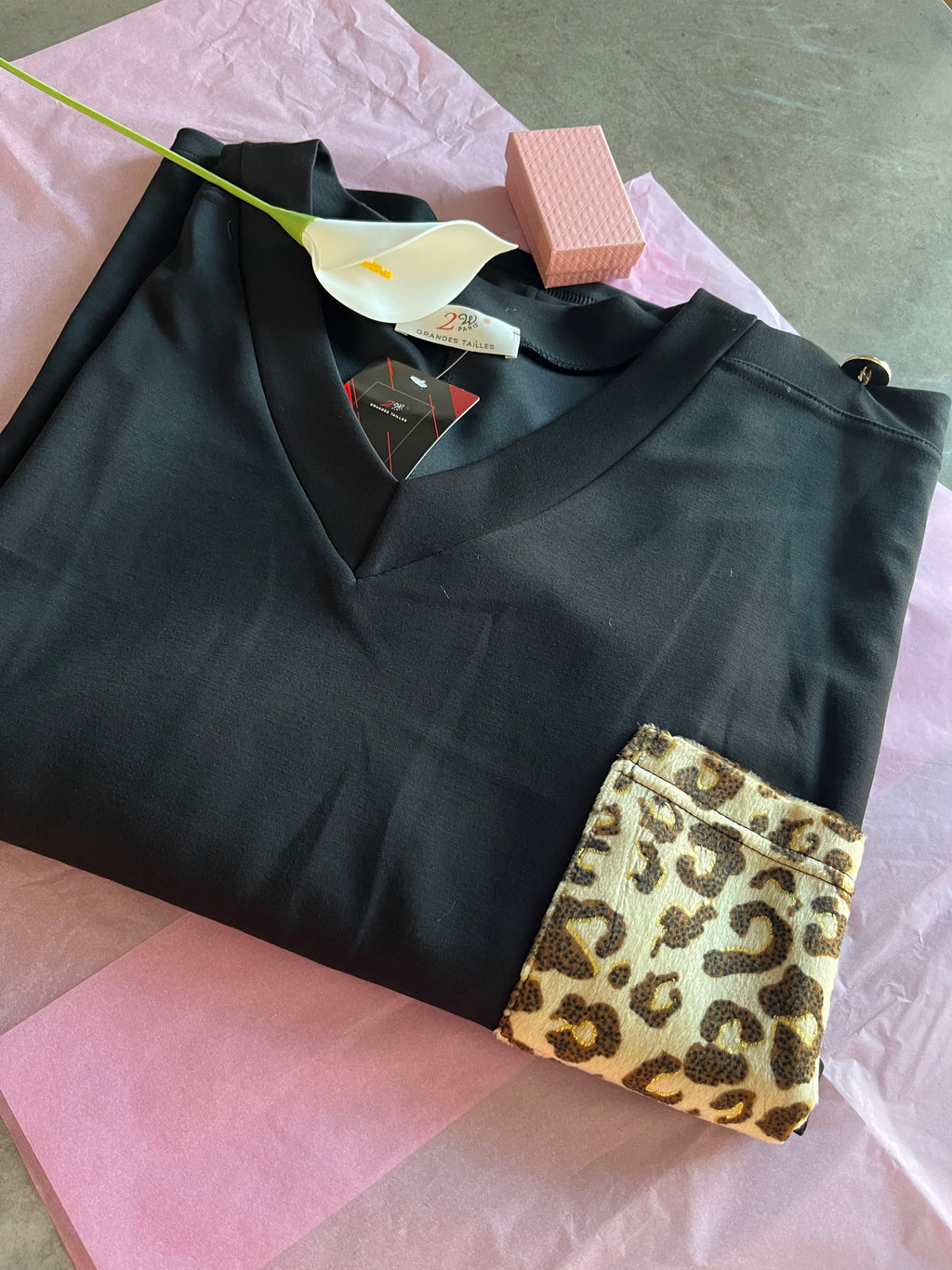 Tunique Noir et Léopard