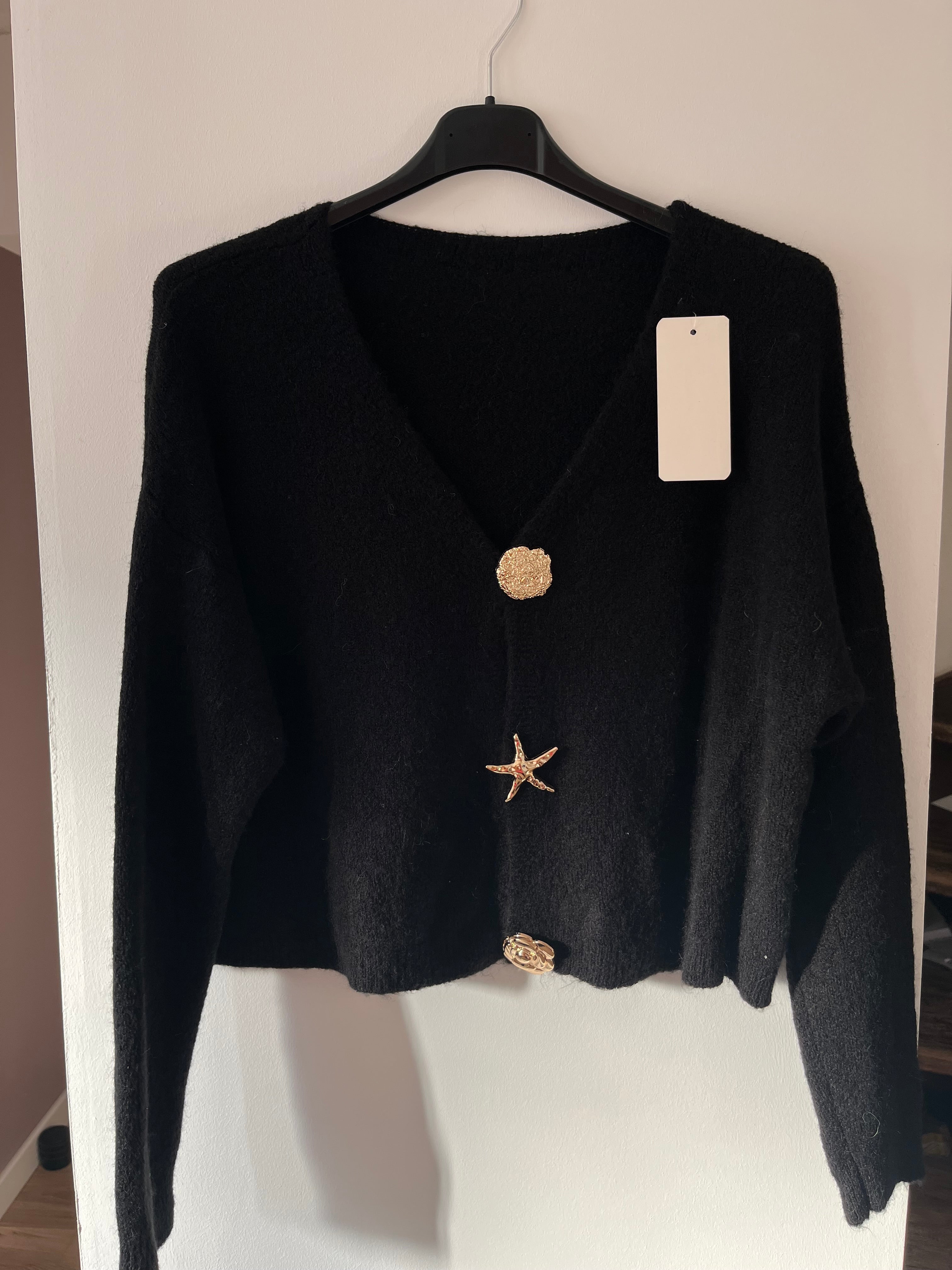 Gilet Court Alpaga à broches dorés Taille Unique