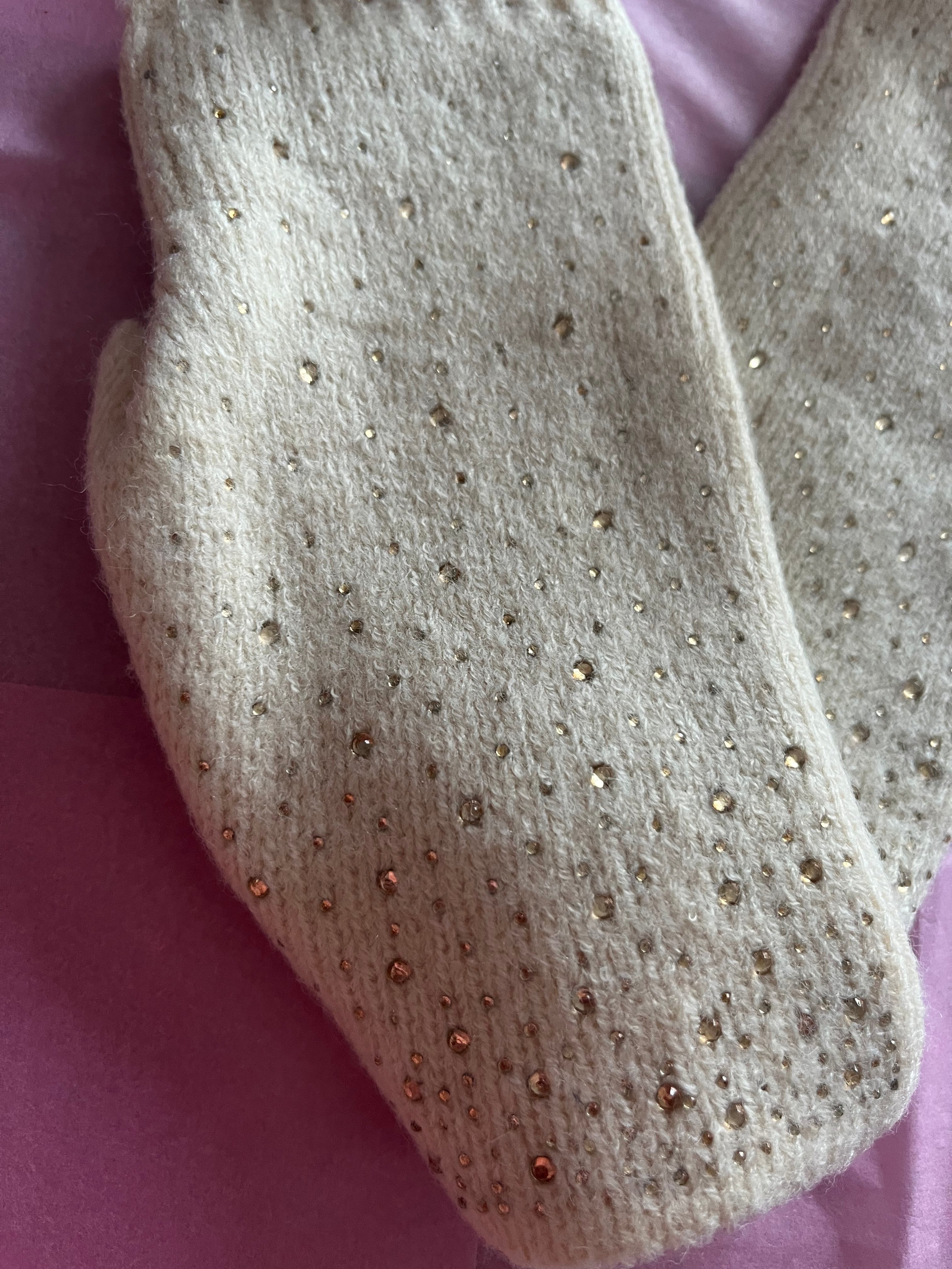 Mitaines Beige avec strass