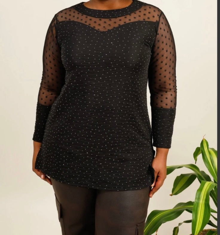 Tunique Noire Strass & Tulle...