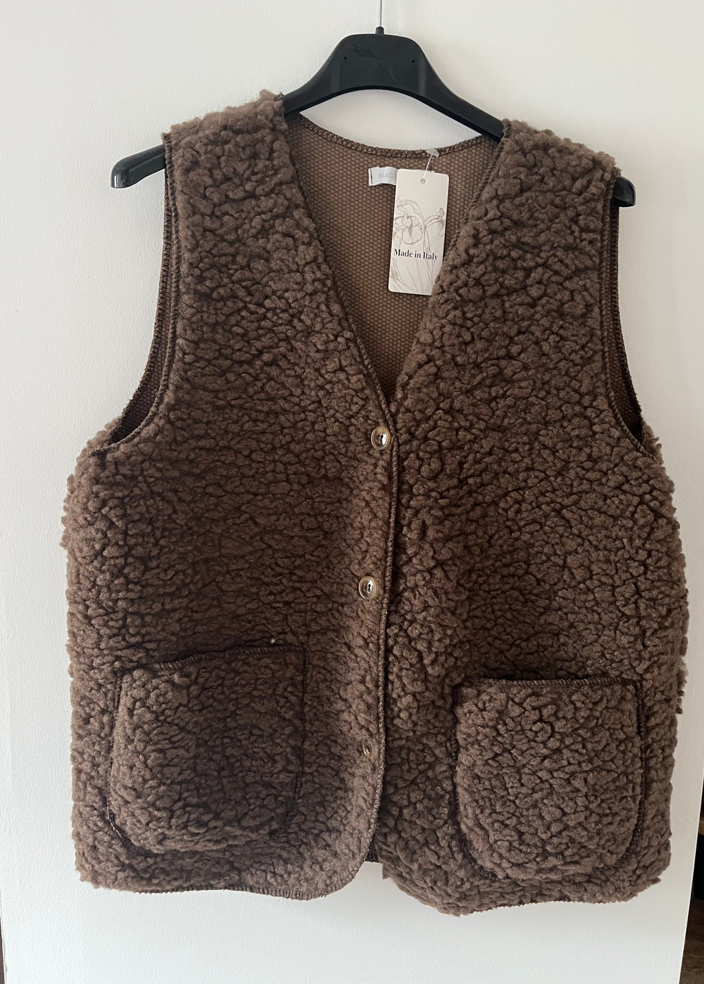 Gilet effet mouton sans manches à poches 36/42