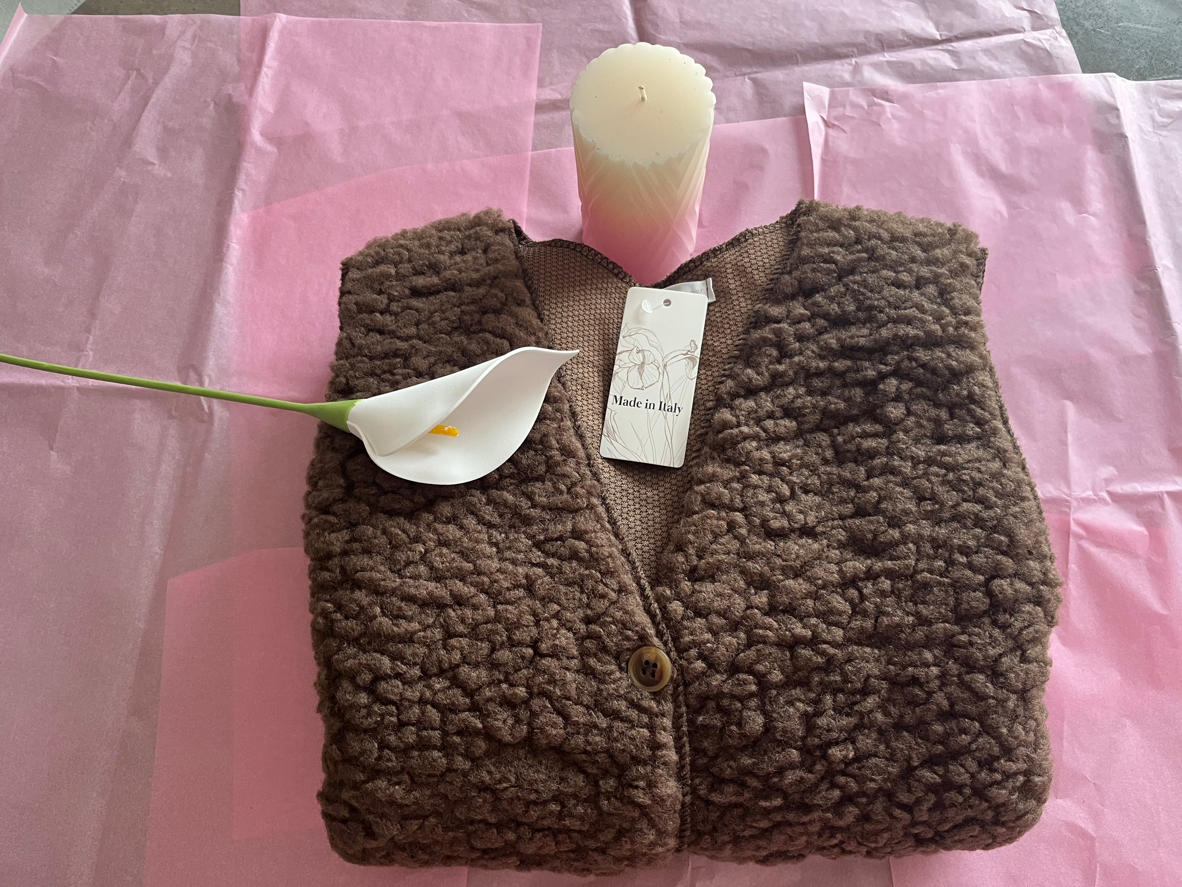 Gilet effet mouton sans manches à poches 36/42