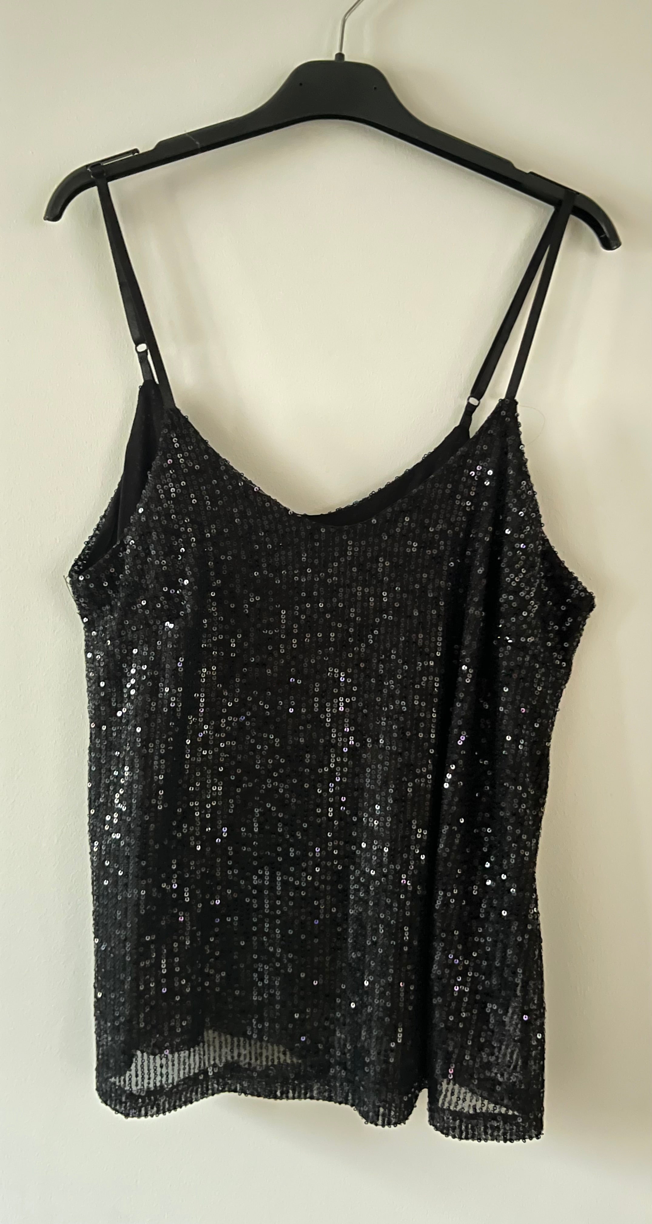 Top à bretelles avec sequins brillants