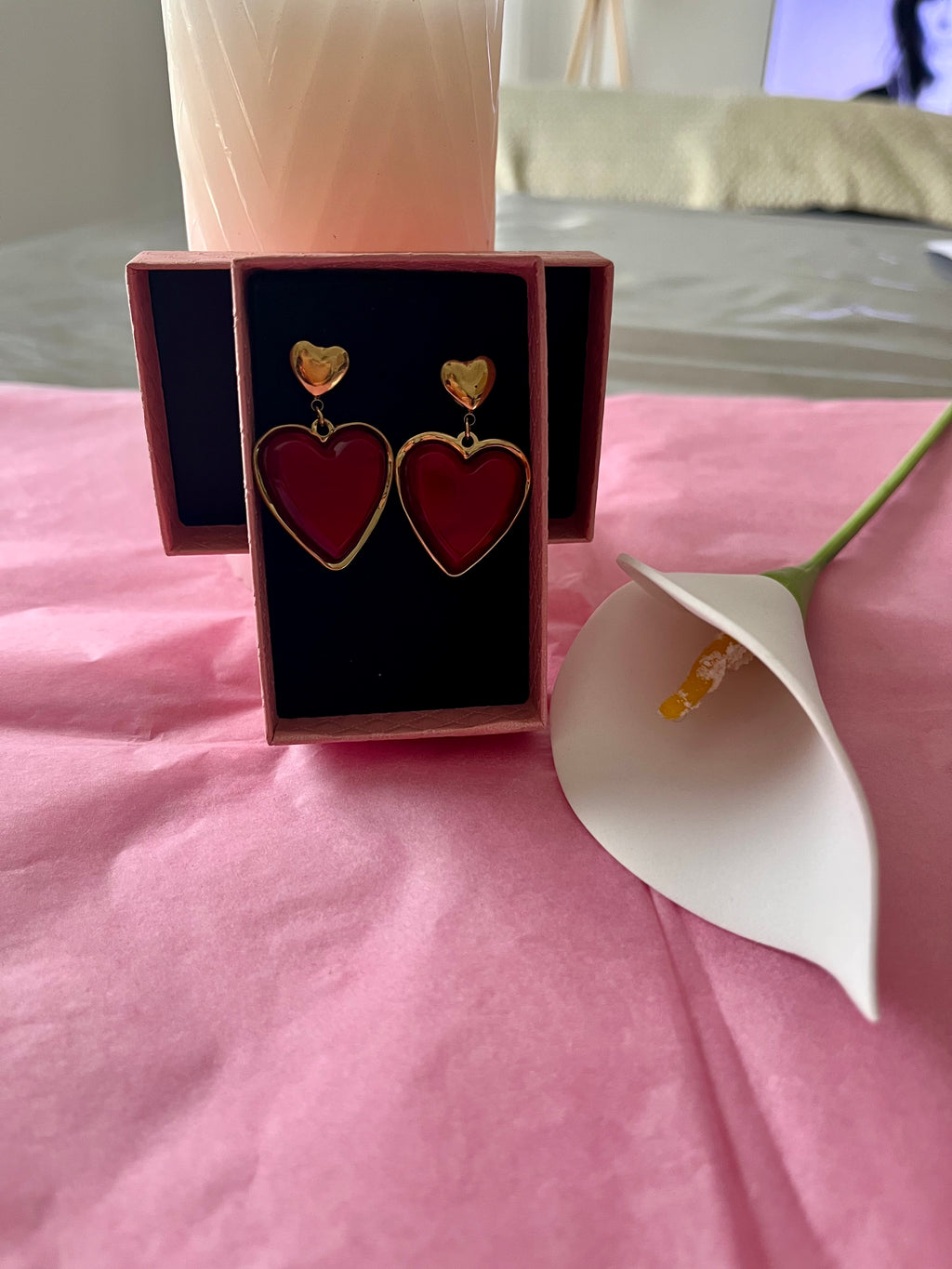 Boucles d'oreilles Cœurs Rouge