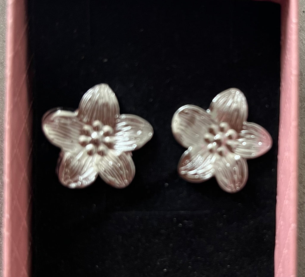 Boucles d'oreilles argentées fleur martelée