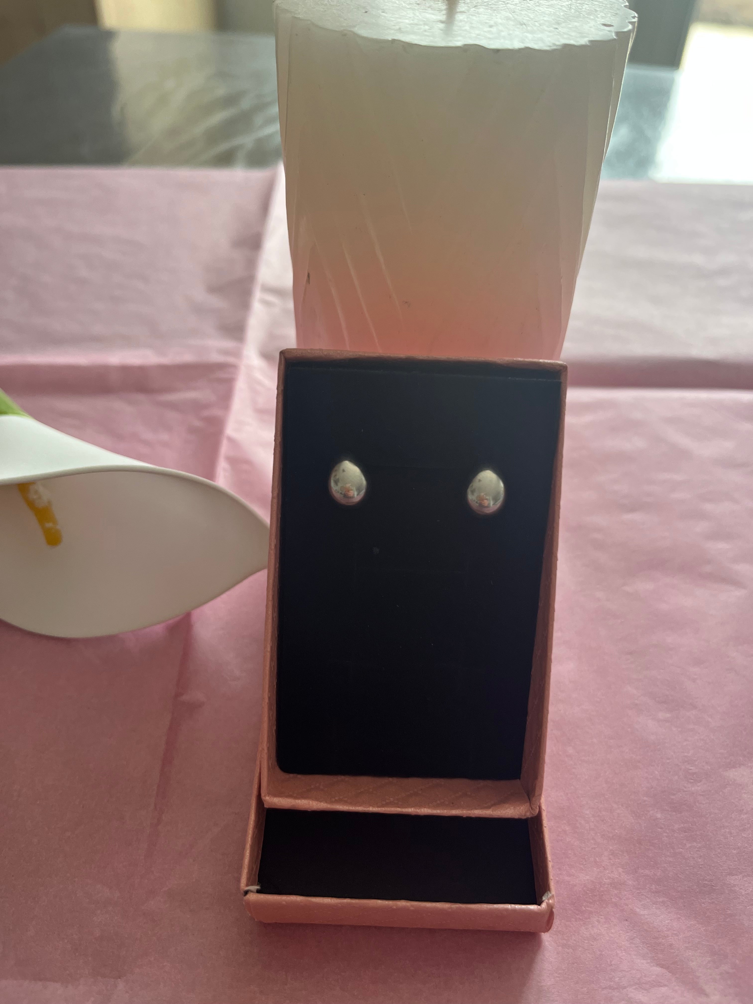 Clous d'Oreilles Argentés Goutte Lisse Brillante